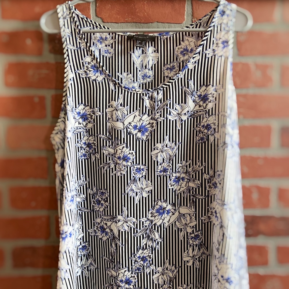 Primary Stripes and Floral Blouse